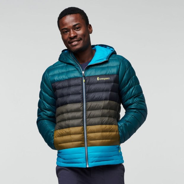 Brands Fuego Down Hooded Jacket Colorblock Men Deep Ocean Stripes Cotopaxi